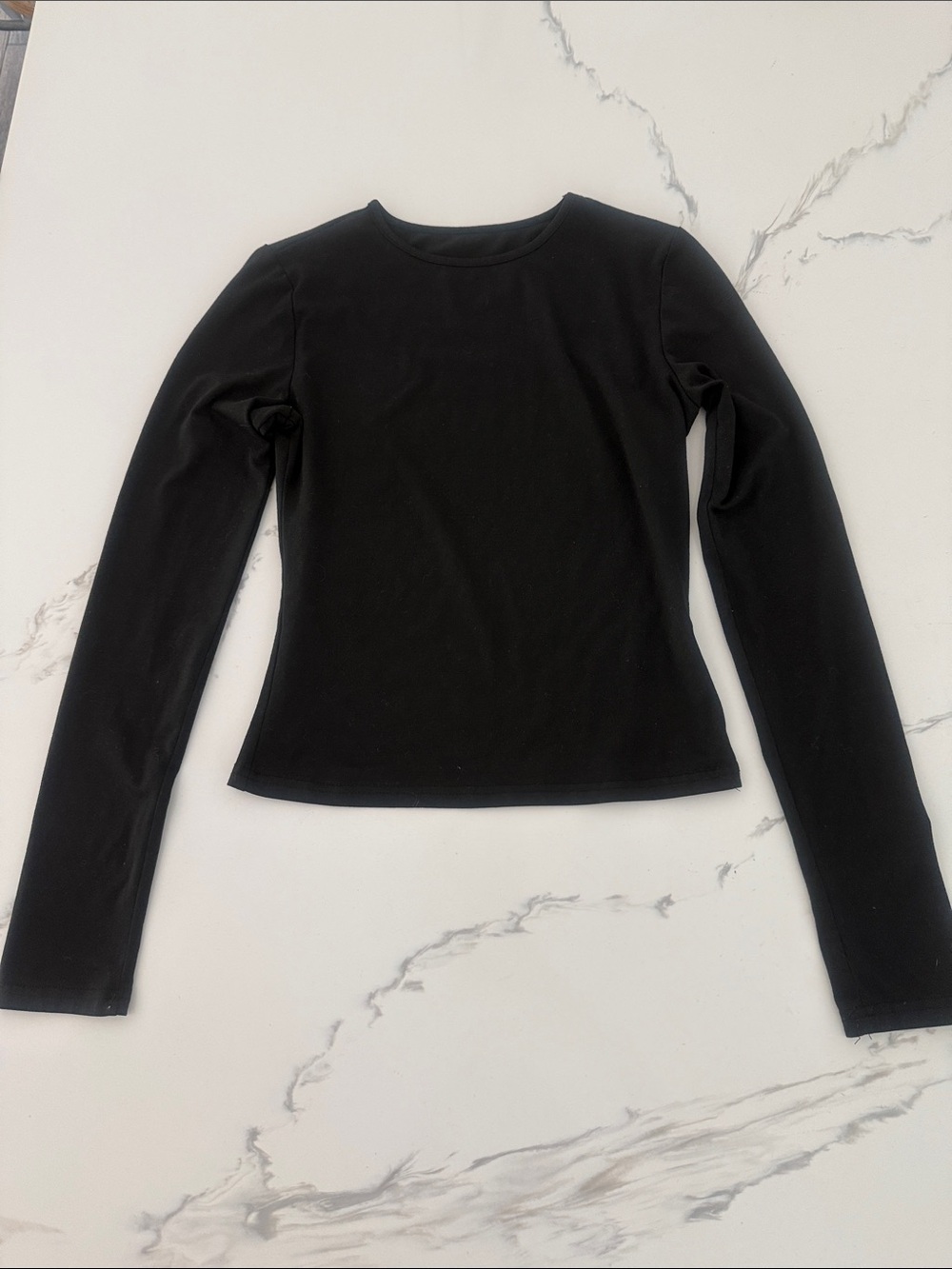 SHEIN Black Long-Sleeve Crewneck Top